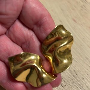 Earings, sterling, marked, gold tone finish